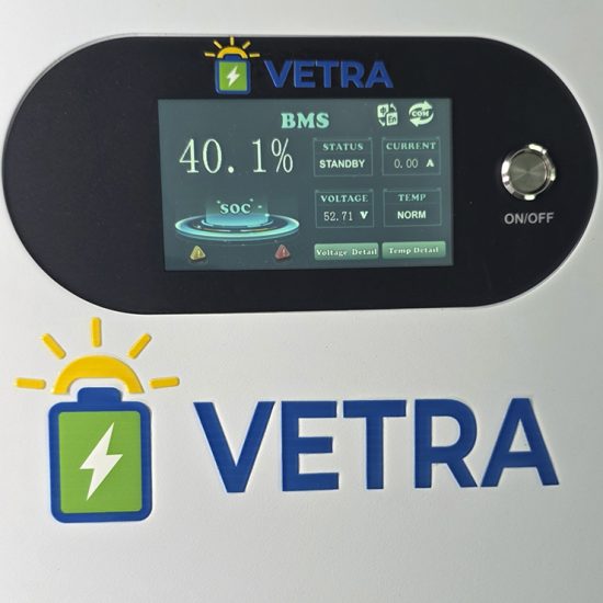 mostrador bateria fotovoltaica vetra solar
